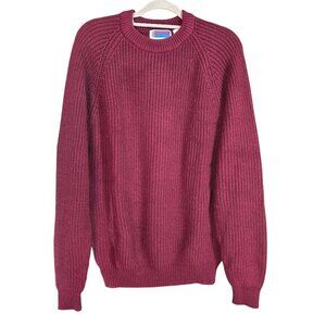 Vintage Sweater Graphix Burgundy Maroon Ribbed Knit Sweater M Acrylic Crew‎ Neck
